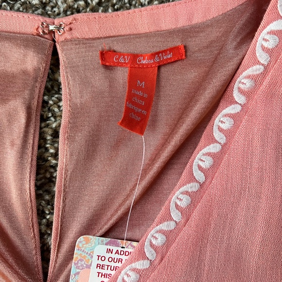 NWT Chelsea and Violet Tangerine Embroidered Long Sleeve Dress Size Medium - Picture 5 of 9